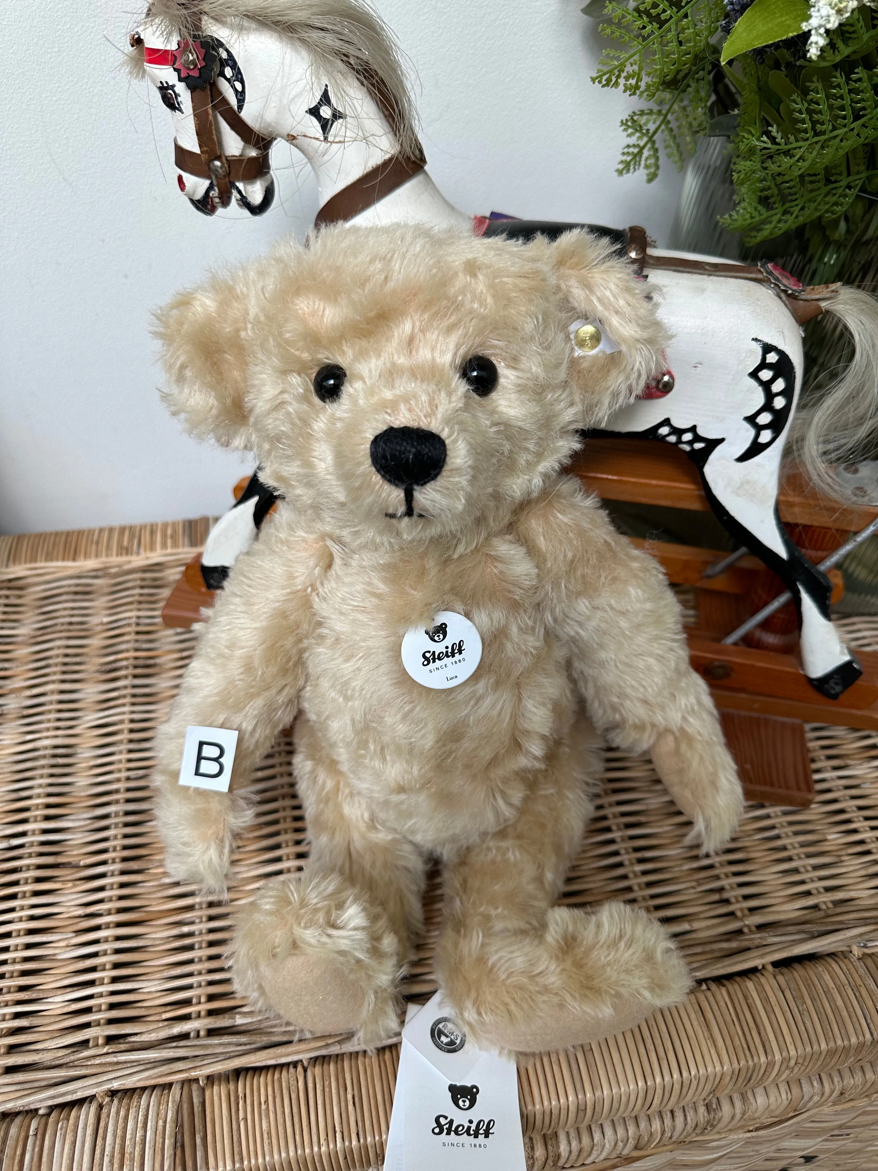 Luca Steiff Classic 35cm fully Jointed Blond Mohair Collectable Growler Teddy Bear