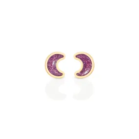 Luna sticker studs yellow gold with enamel