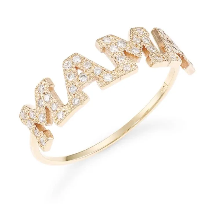 MAMA 14K Yellow Gold & Diamond Ring