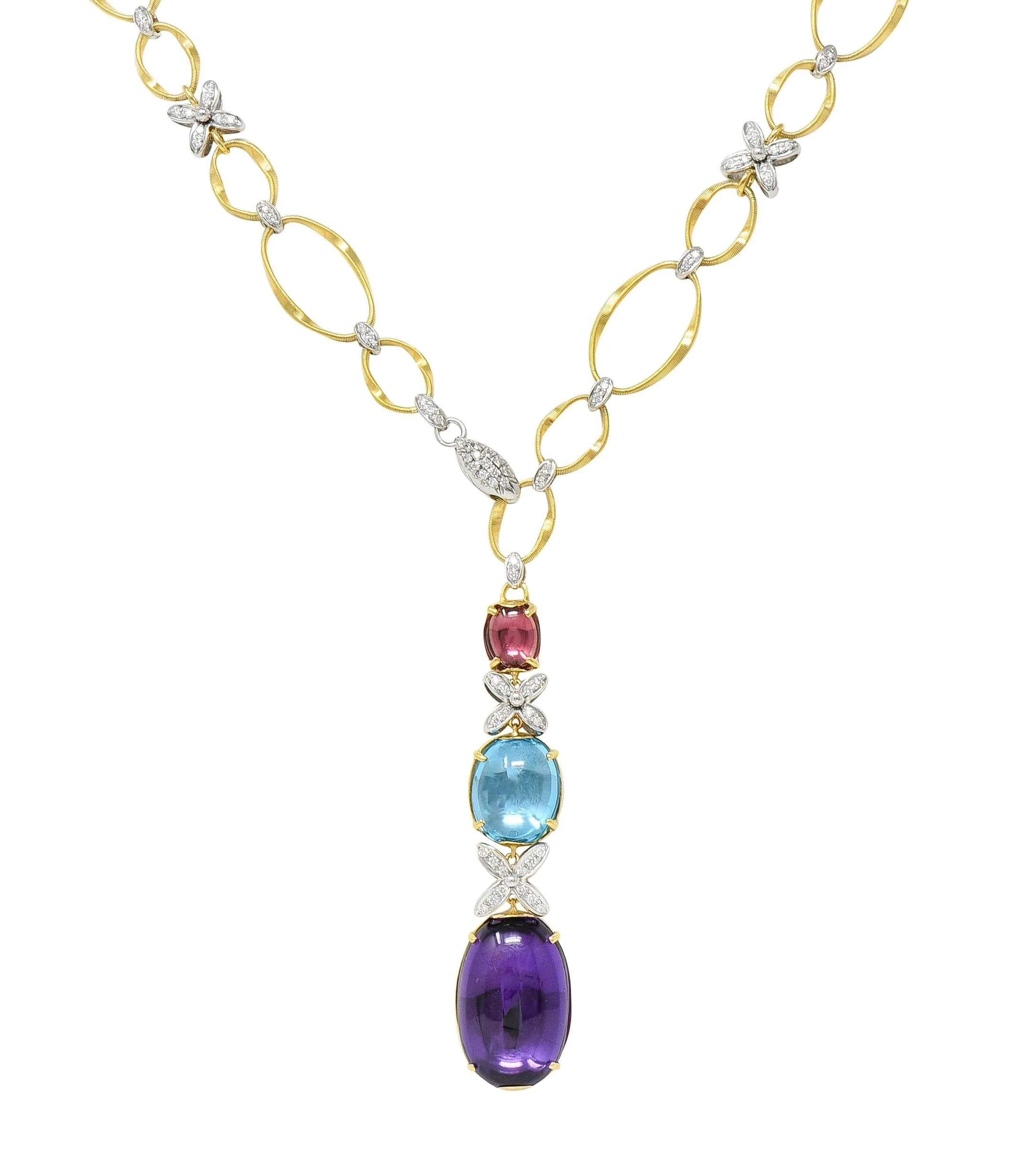 Marco Bicego Diamond Topaz Amethyst Multi-Gem 18 Karat Gold Marrakech Onde Necklace