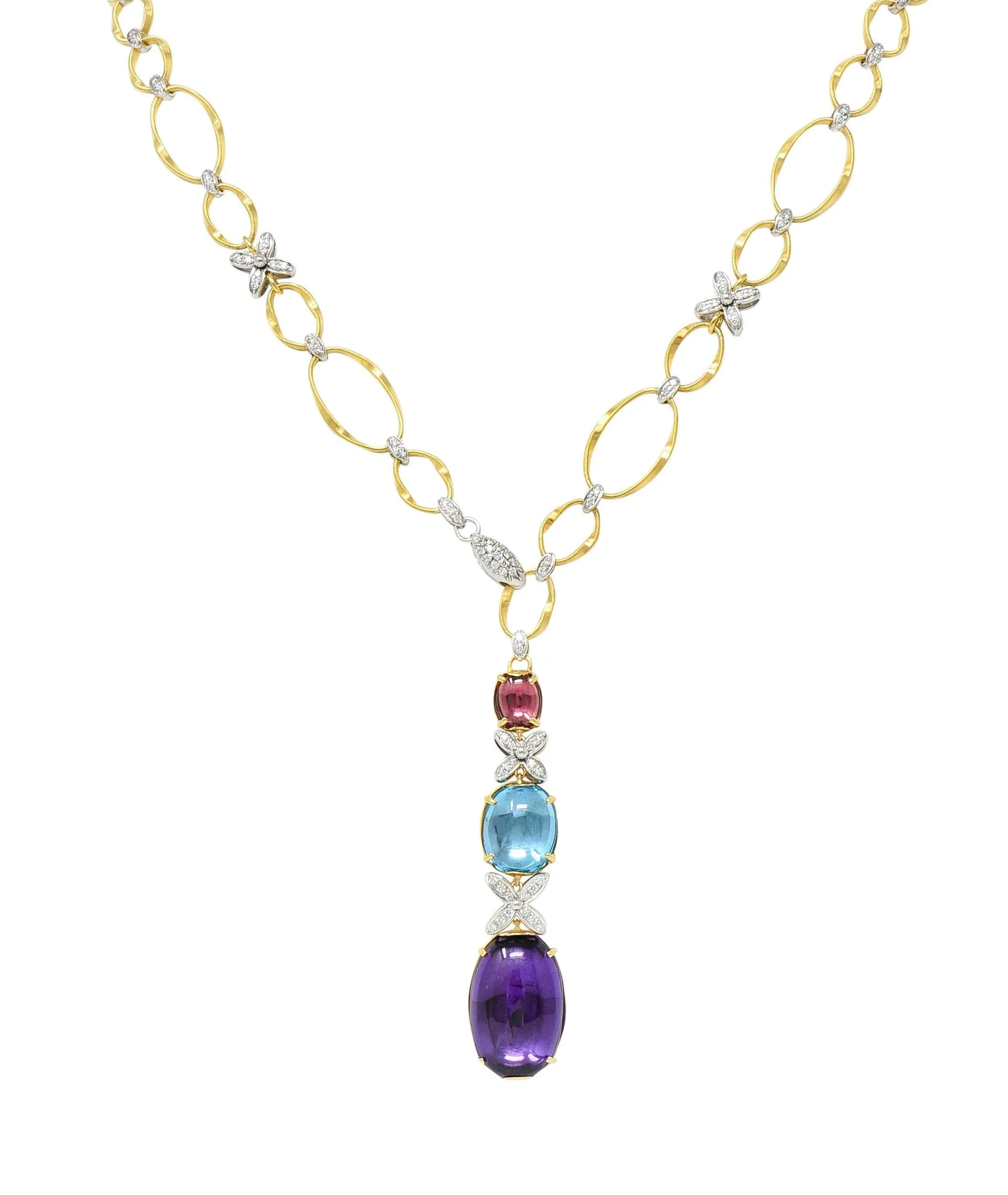 Marco Bicego Diamond Topaz Amethyst Multi-Gem 18 Karat Gold Marrakech Onde Necklace