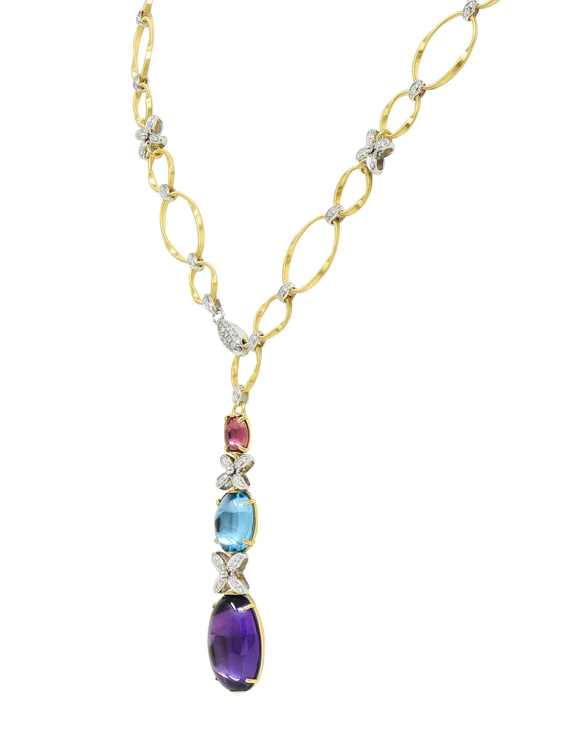 Marco Bicego Diamond Topaz Amethyst Multi-Gem 18 Karat Gold Marrakech Onde Necklace