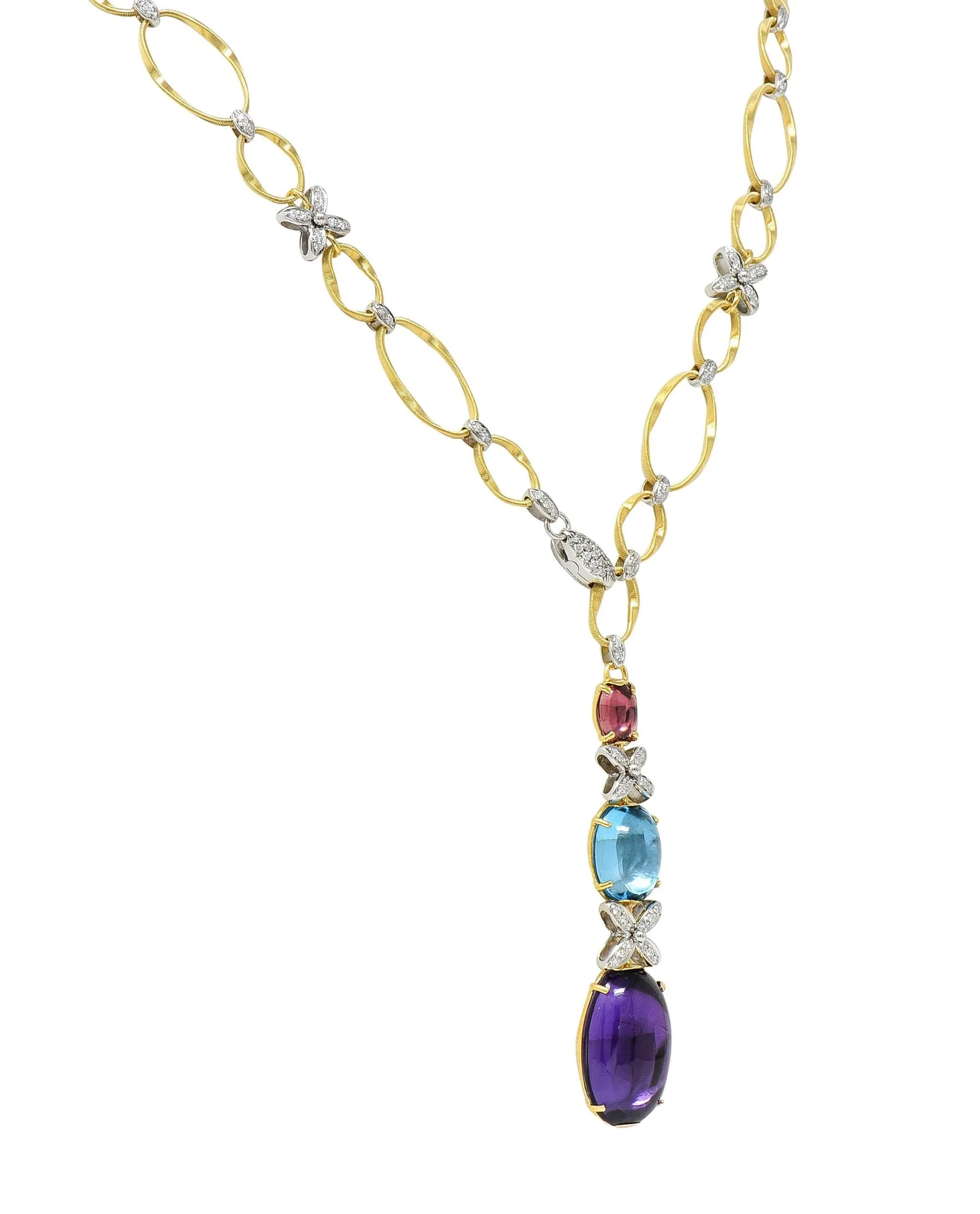 Marco Bicego Diamond Topaz Amethyst Multi-Gem 18 Karat Gold Marrakech Onde Necklace