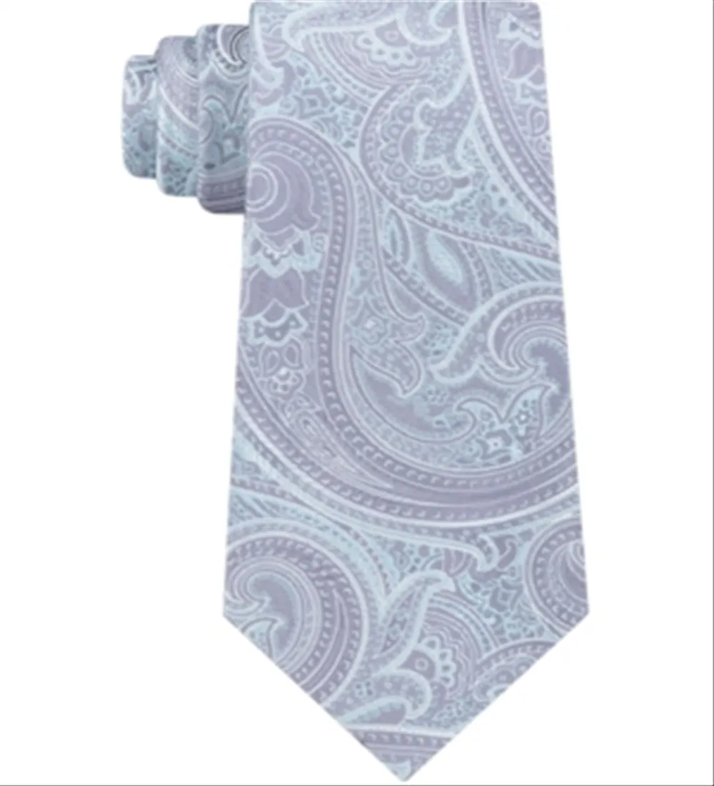 Michael Kors Men's Stately Classic Paisley Silk Tie Gray Size Regular