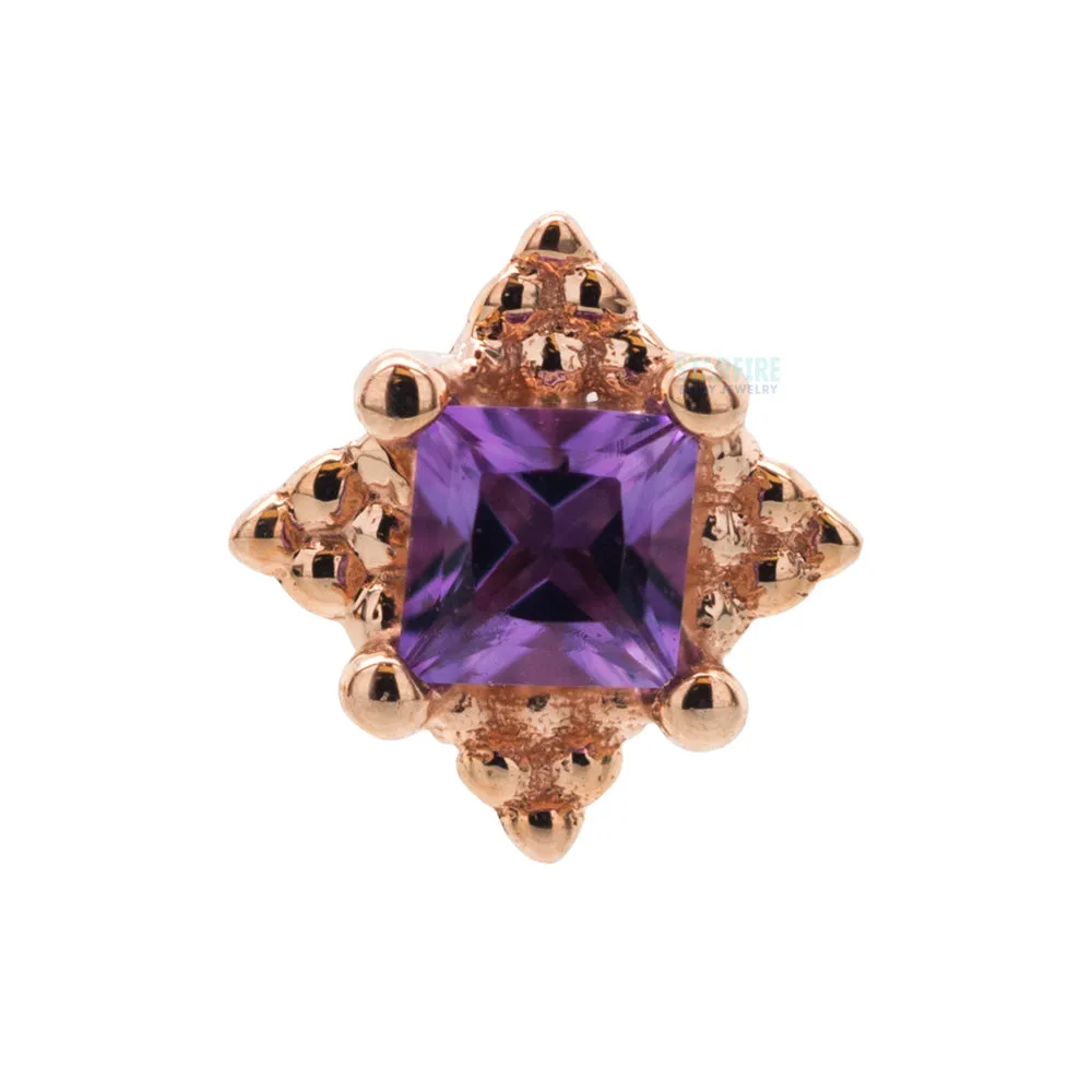 Mini Kandy Threaded End in Gold with Princess-Cut Amethyst