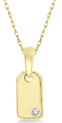 Mini Yellow Gold Diamond Dog Tag