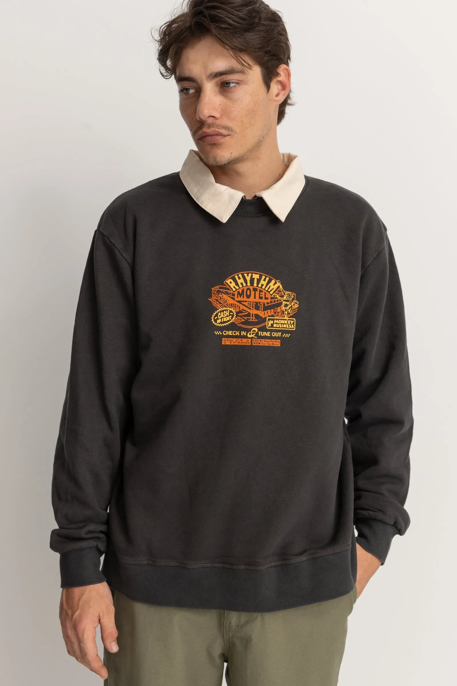 Motel Vintage Fleece Crew Vintage Black