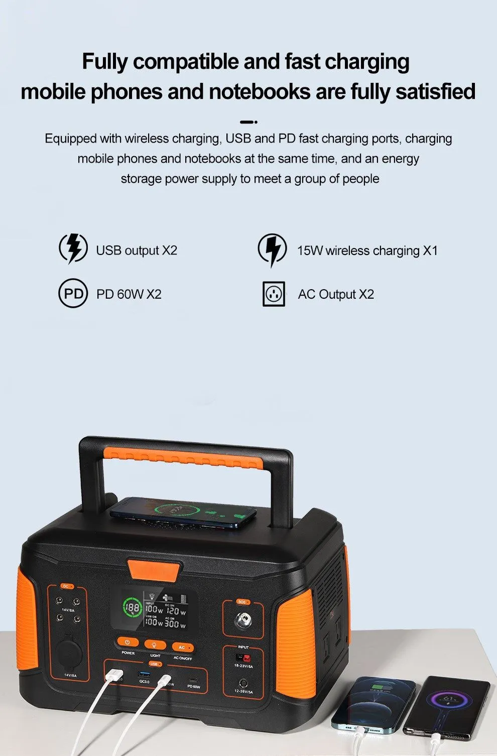 Multifunction Outdoor Portable Power Charging Station 220V/500W