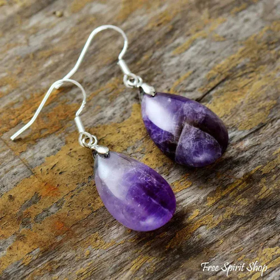 Natural Amethyst Gemstone Drop Earrings