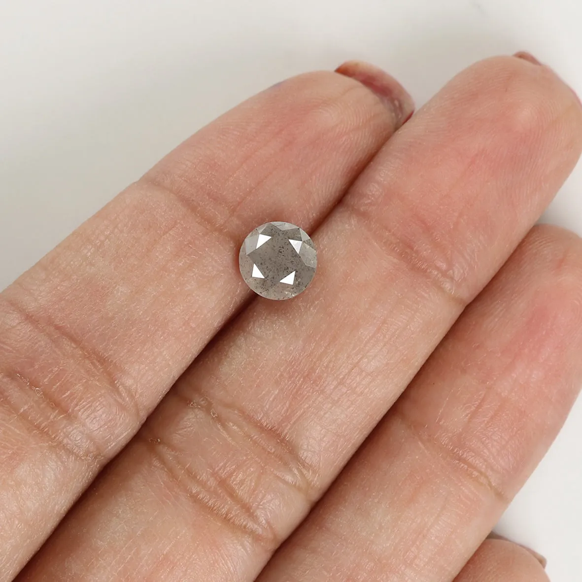 Natural Loose Round Milky Gray Color Diamond 1.36 CT 6.40 MM Round Shape Brilliant Cut Diamond L8489