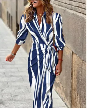 New Fashion Popular Women's Fashion Spring Summer Fashion New Print Long Sleeve Dress Women's Spot B-23402