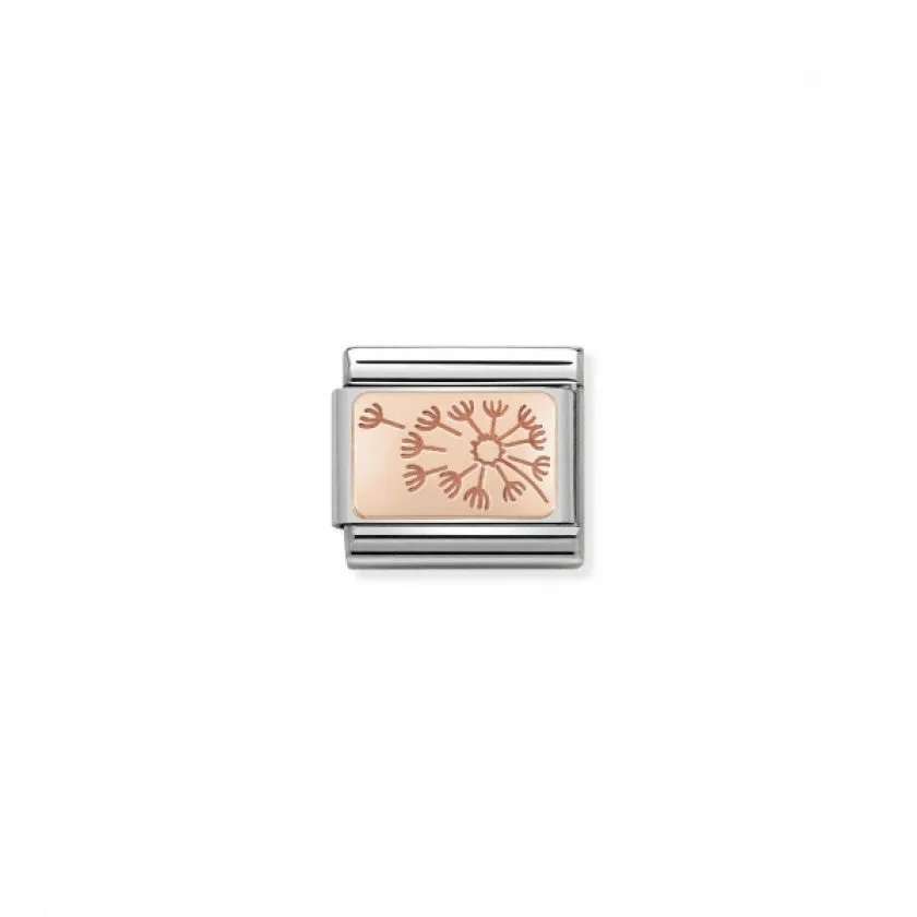 Nomination Composable Classic Link PLATES DANDELION CLOCK in Stainless Steel with 9K Rose Gold *