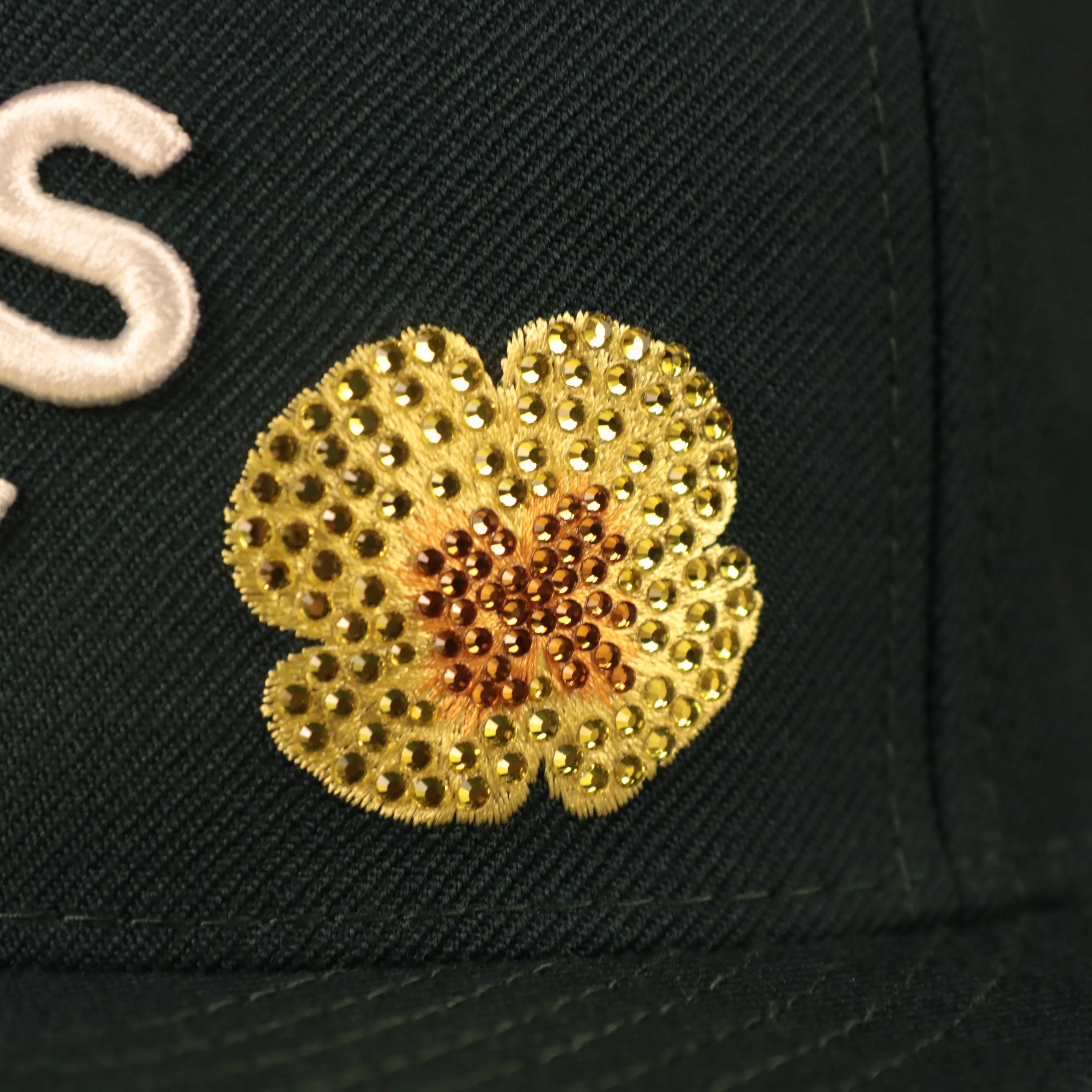 Oakland Athletics Iced Out Side Patch Flower Oakland Bridge Gray Bottom Crystal Icons 59Fifty Fitted Cap