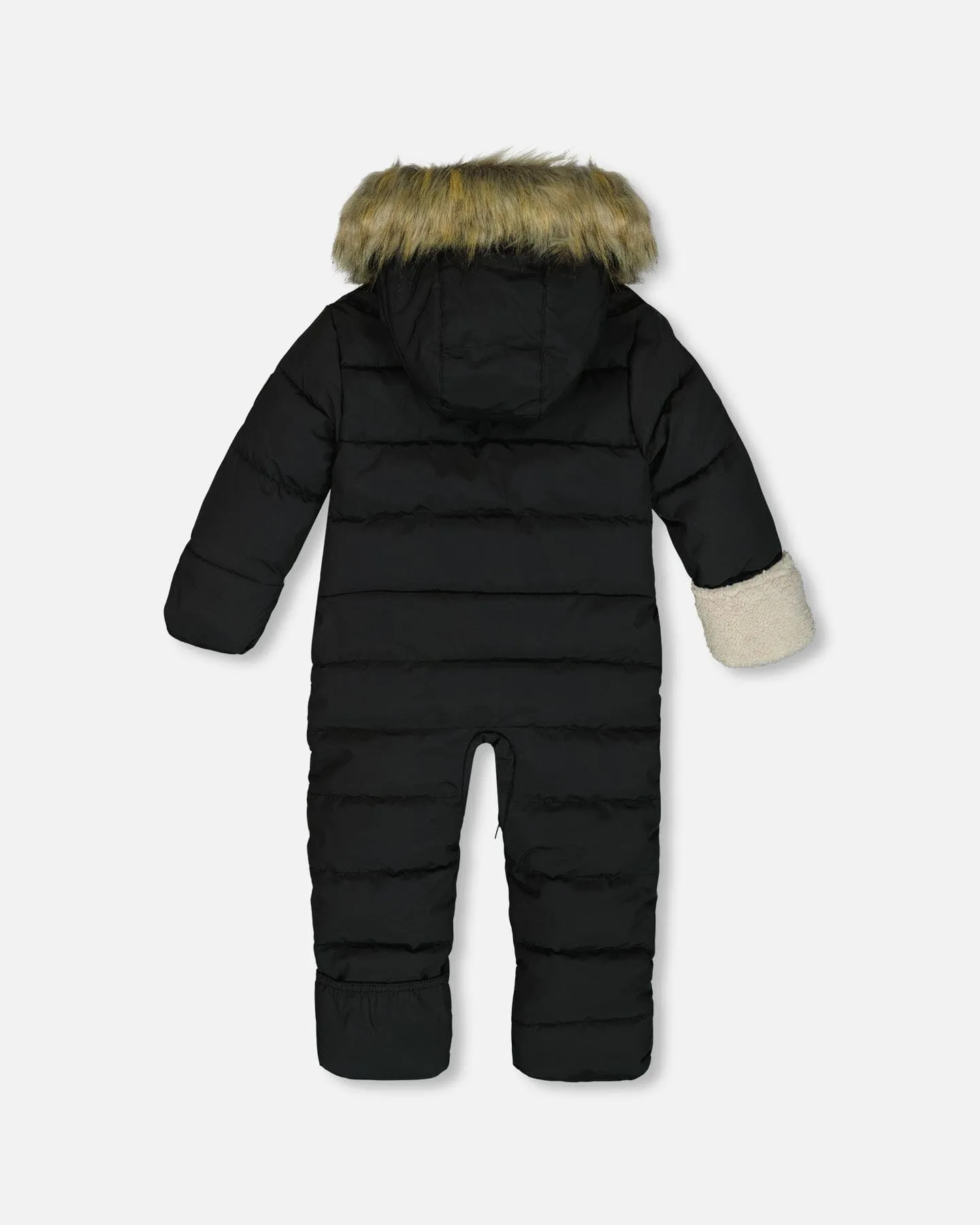 One Piece Baby Hooded Snowsuit Black Designed For Car Seat