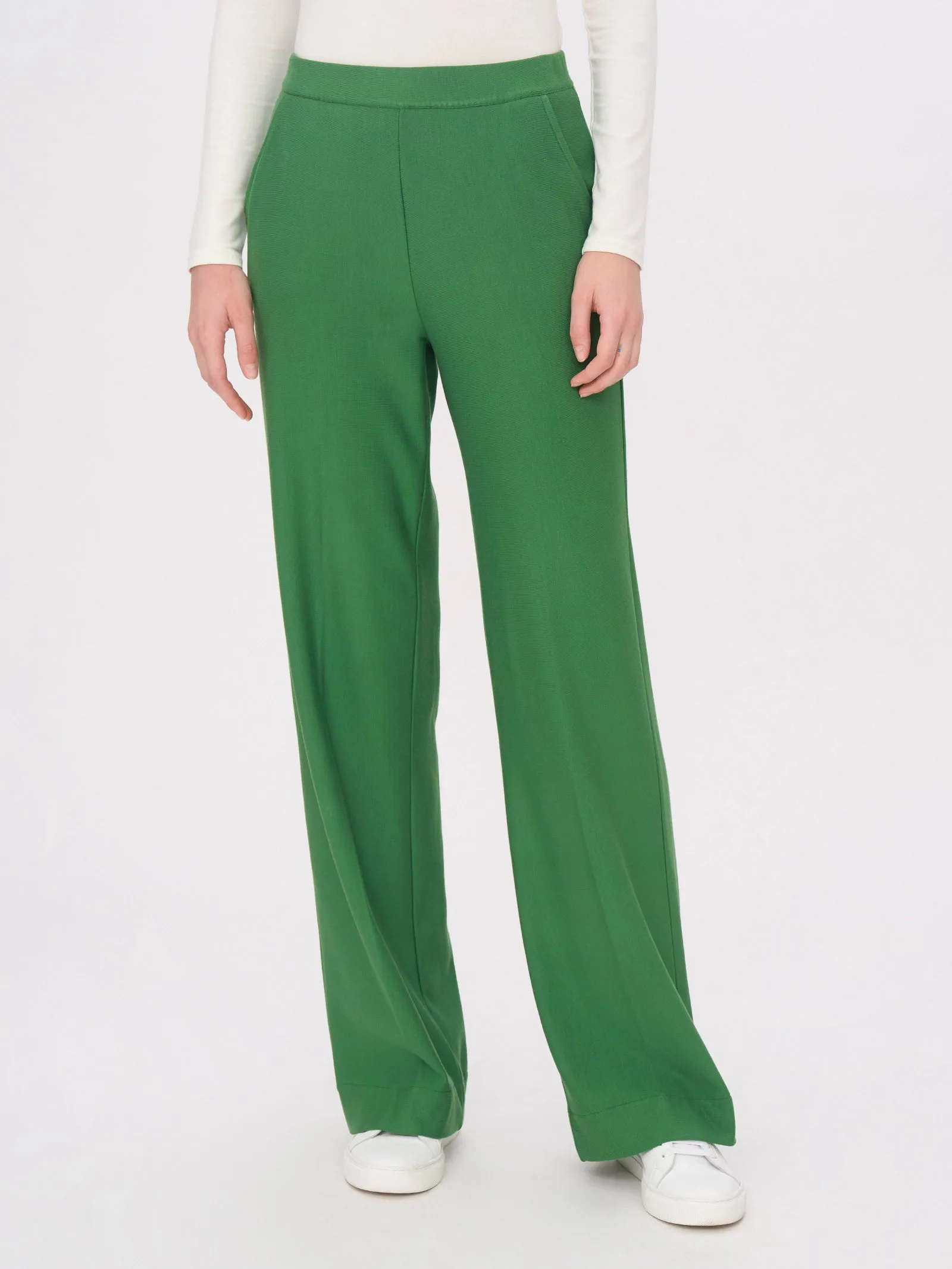 Pantalone a palazzo in Eco Techno Fleece - Champignon