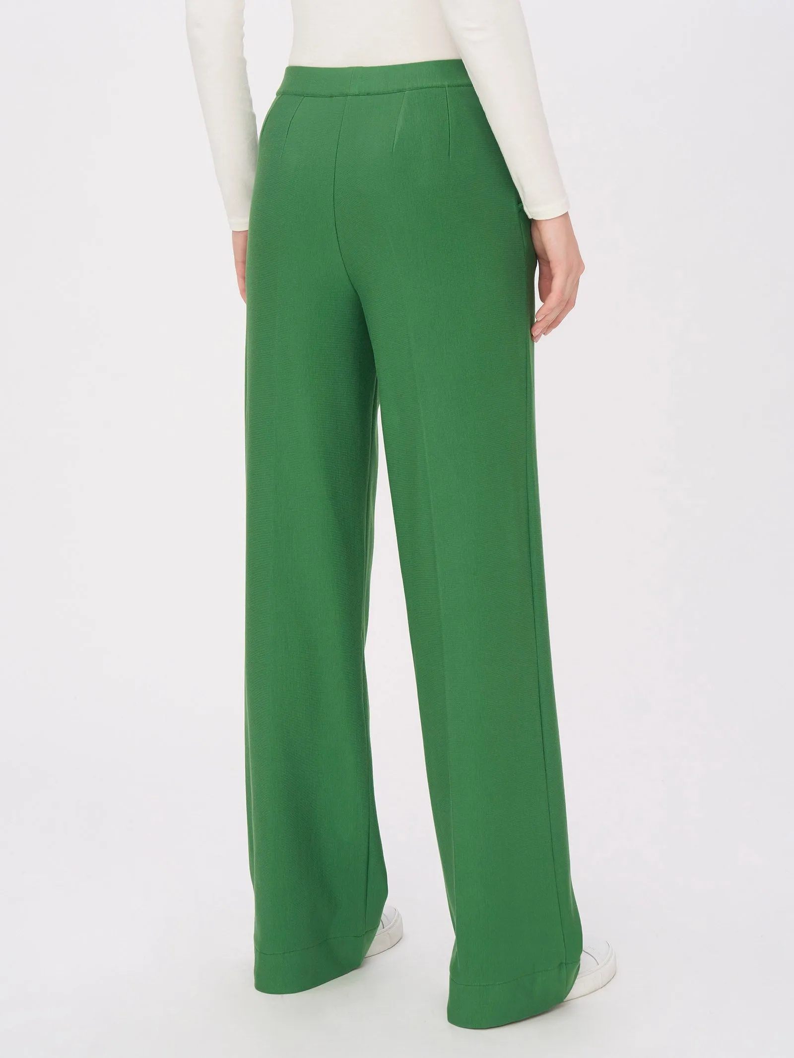 Pantalone a palazzo in Eco Techno Fleece - Champignon