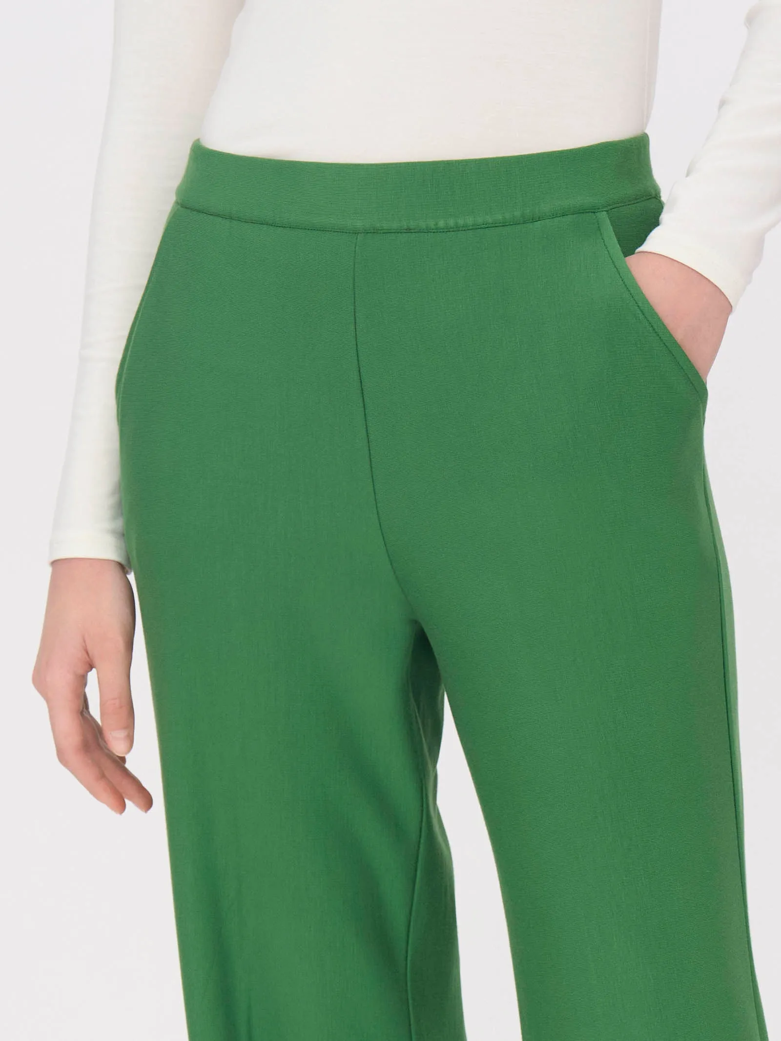 Pantalone a palazzo in Eco Techno Fleece - Champignon