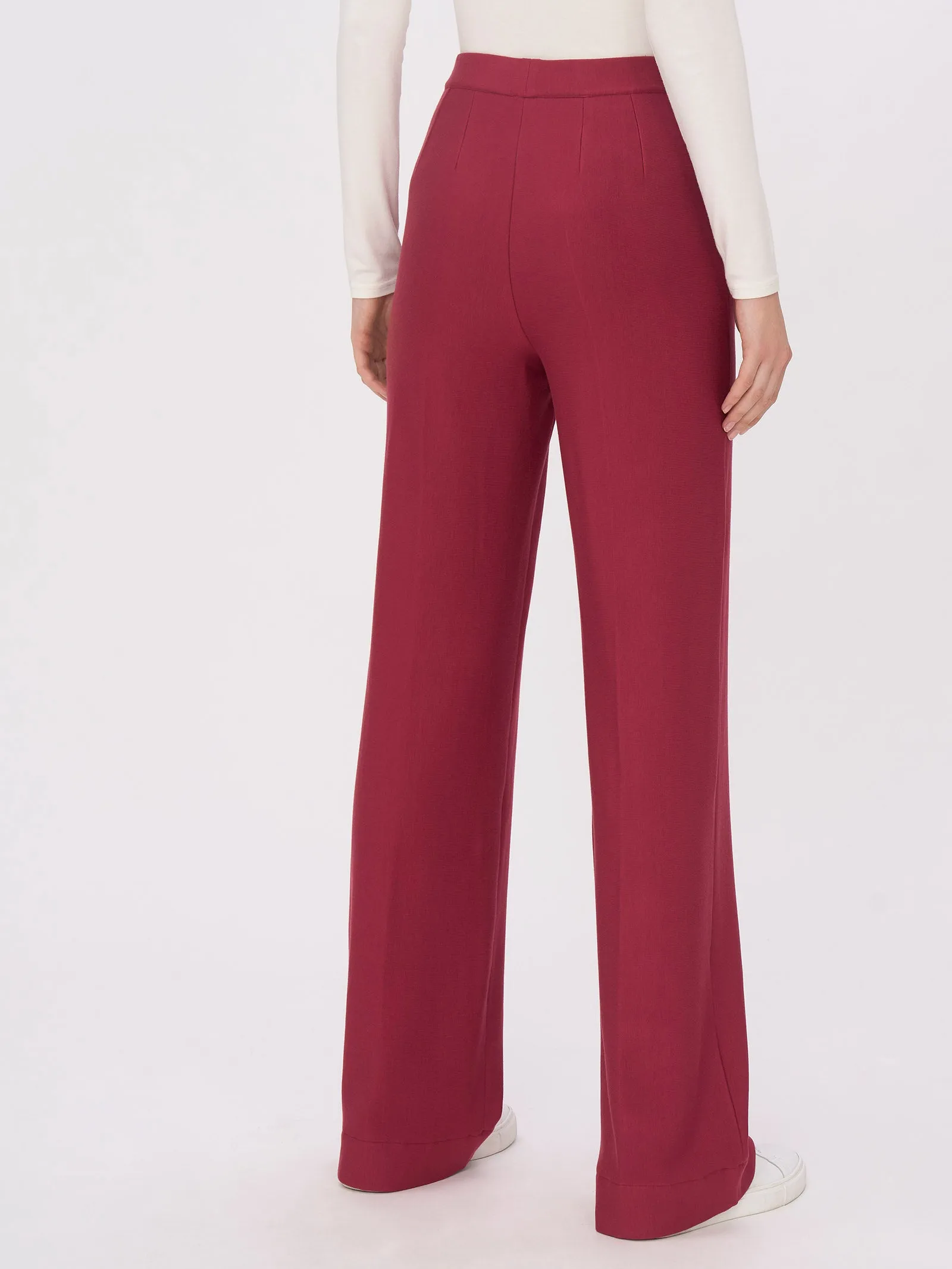 Pantalone a palazzo in Eco Techno Fleece - Tibetan Red