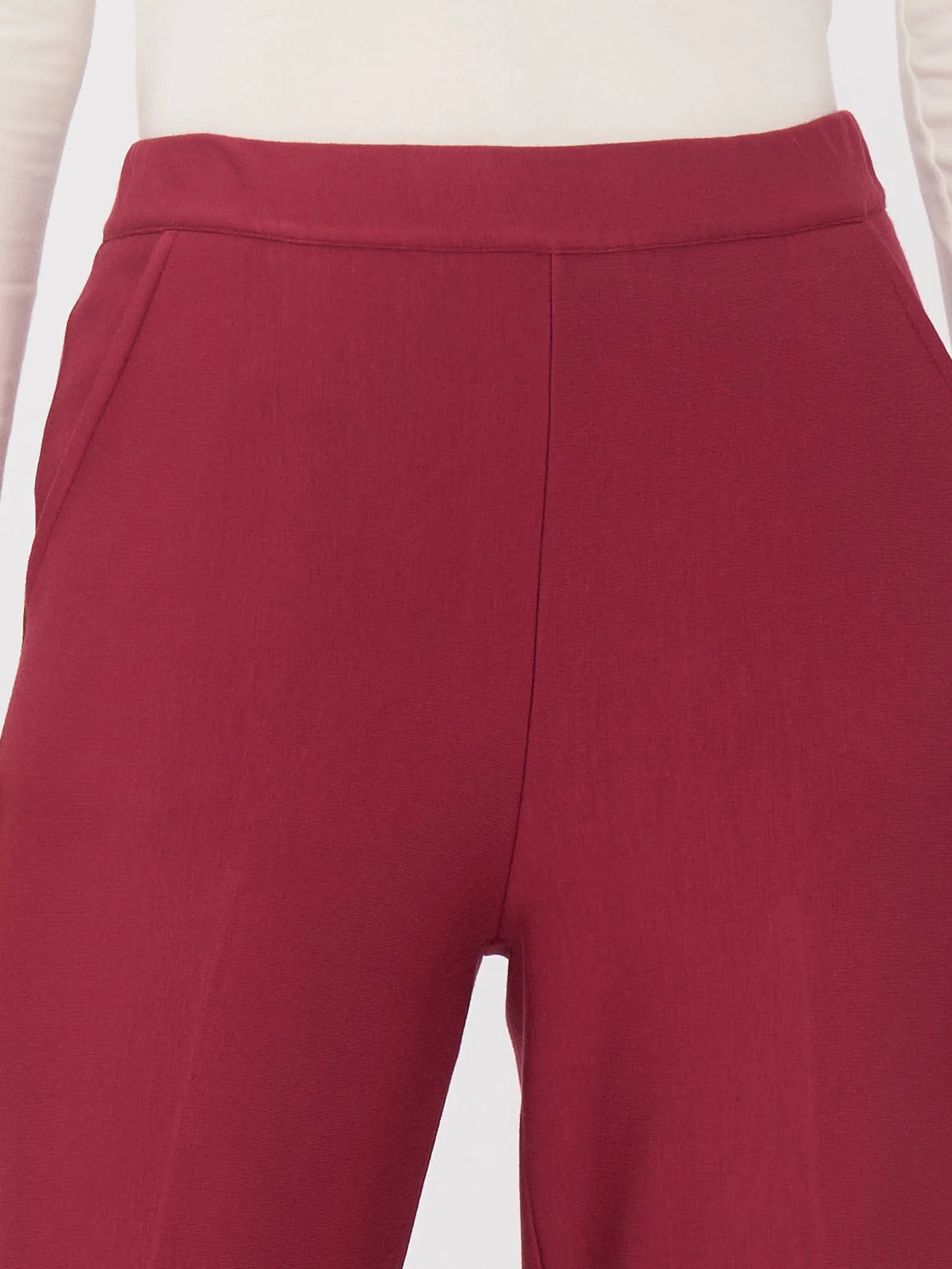 Pantalone a palazzo in Eco Techno Fleece - Tibetan Red