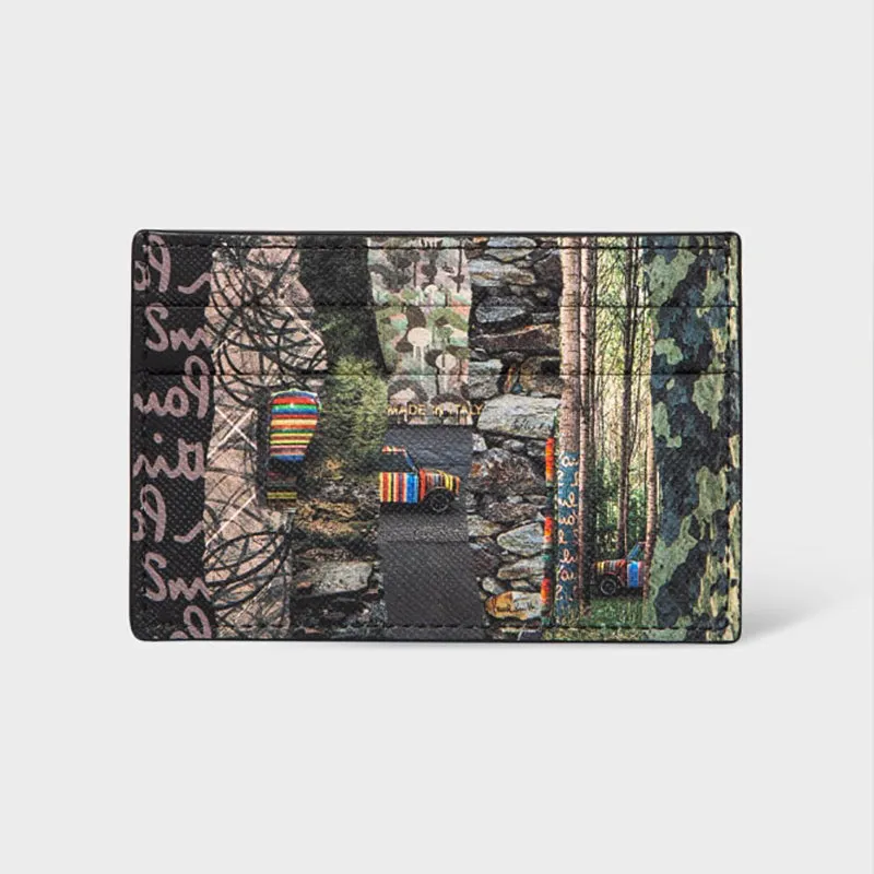 Paul Smith - Men's Mini Collage Stripe Credit Card Holder in Black