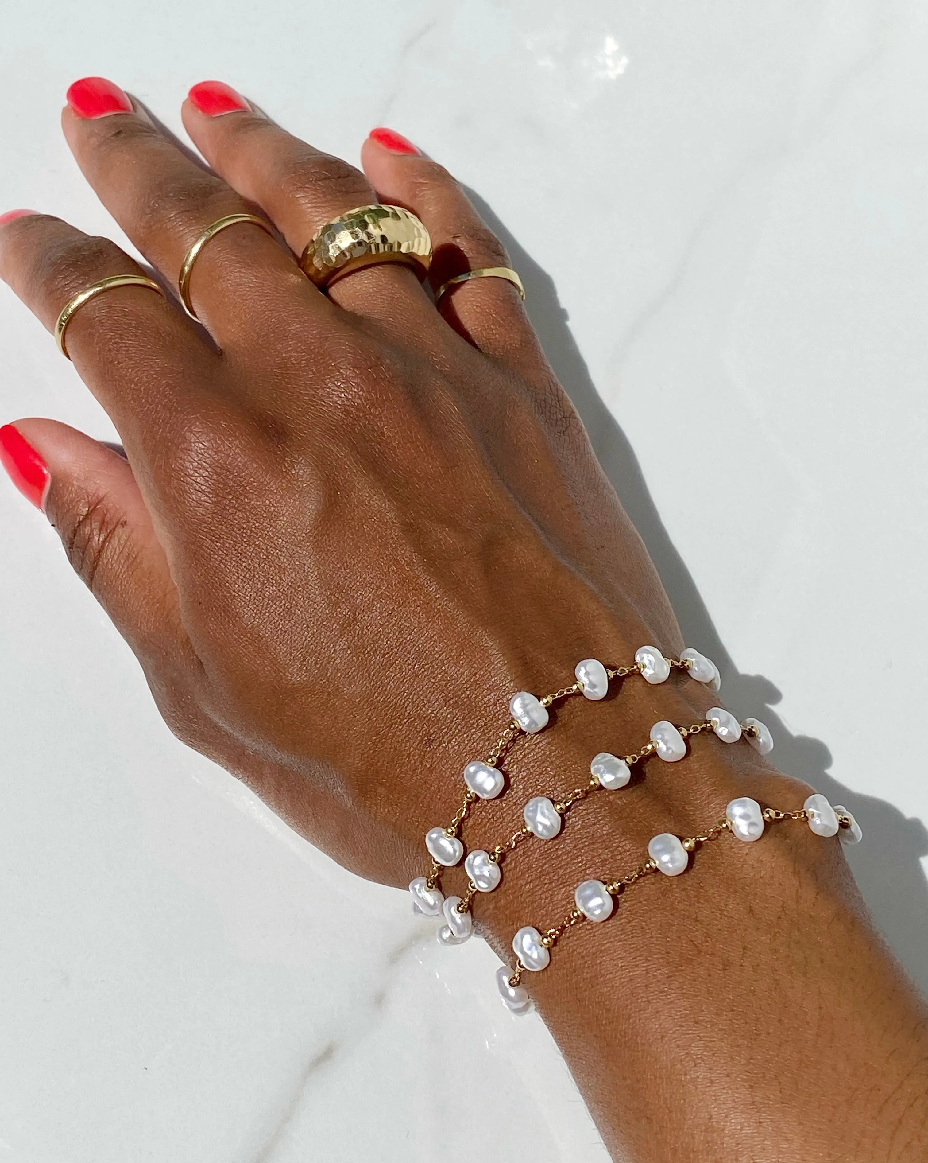 Pearl beaded tennis bracelet