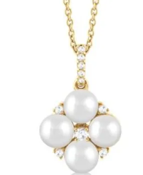 PEARL CLUSTER & DIAMOND FASHION PENDANT