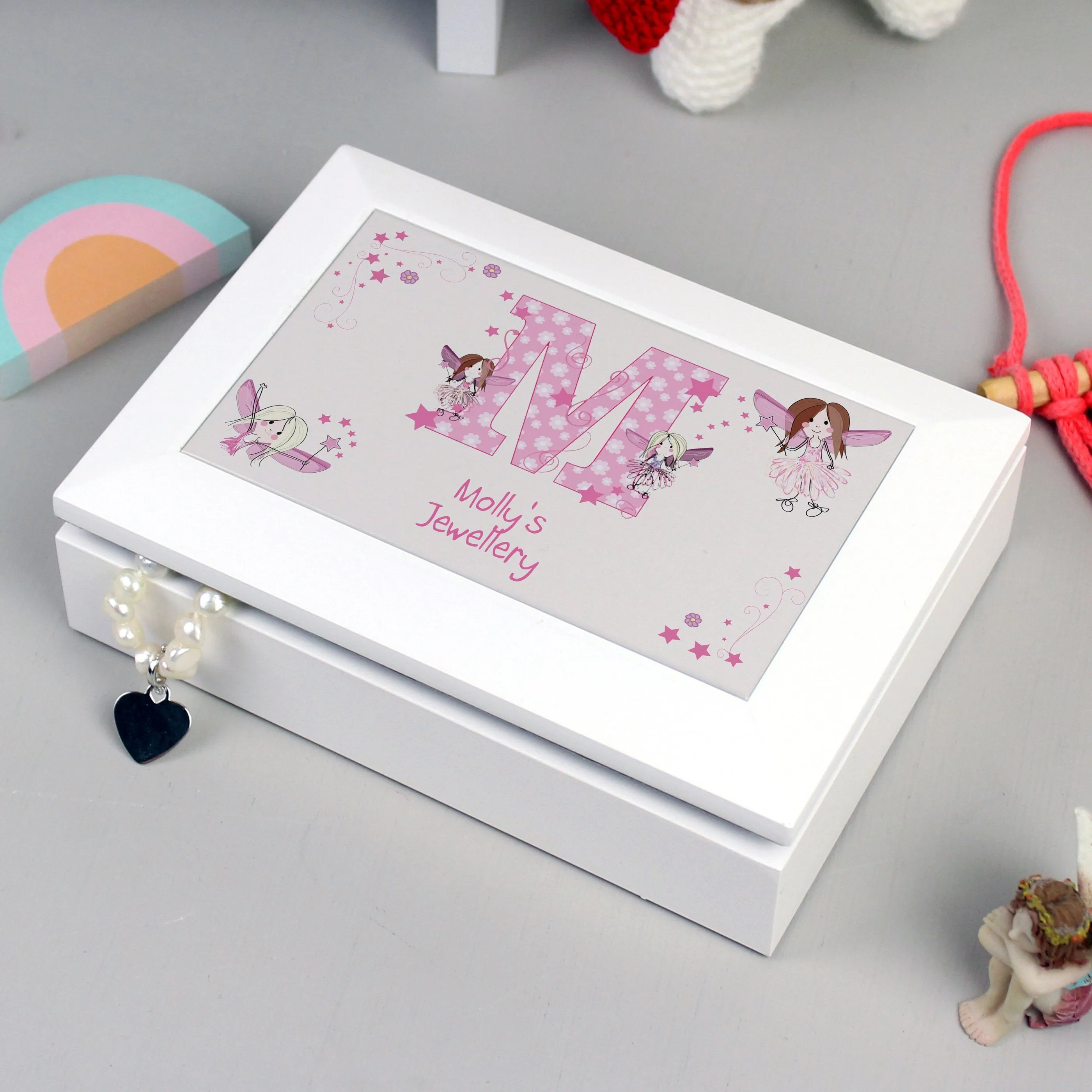 Personalised Fairy Letter White Jewellery Box