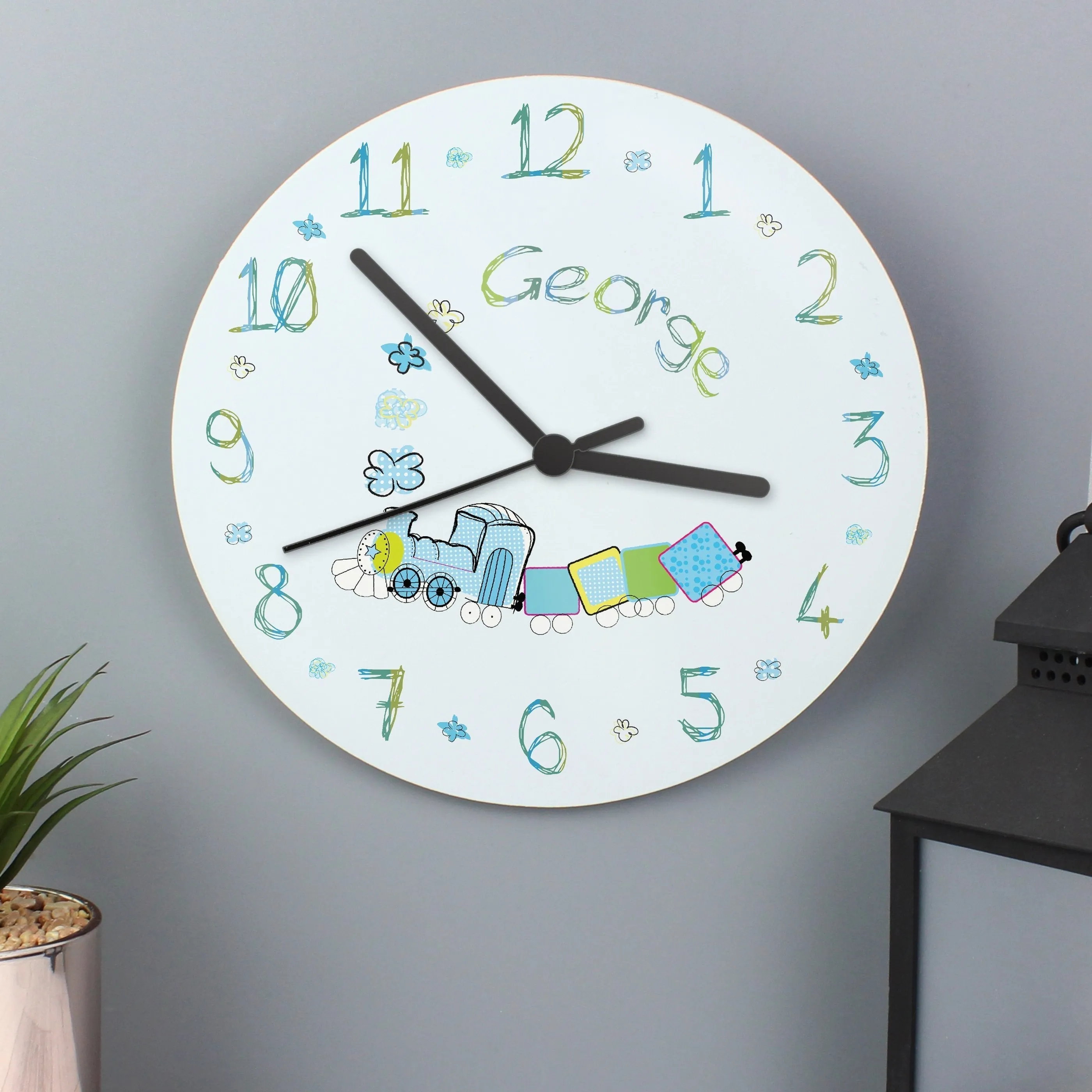 Personalised Patchwork Train Clock