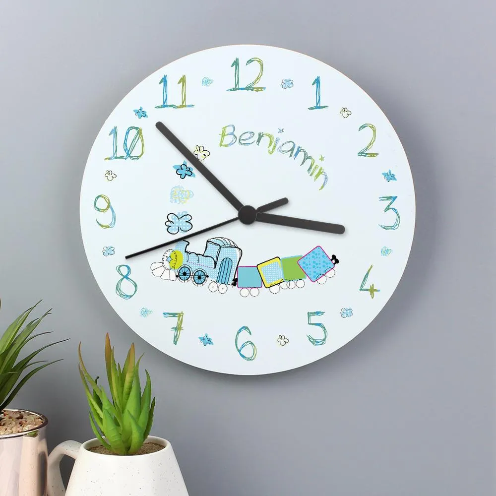 Personalised Patchwork Train Clock