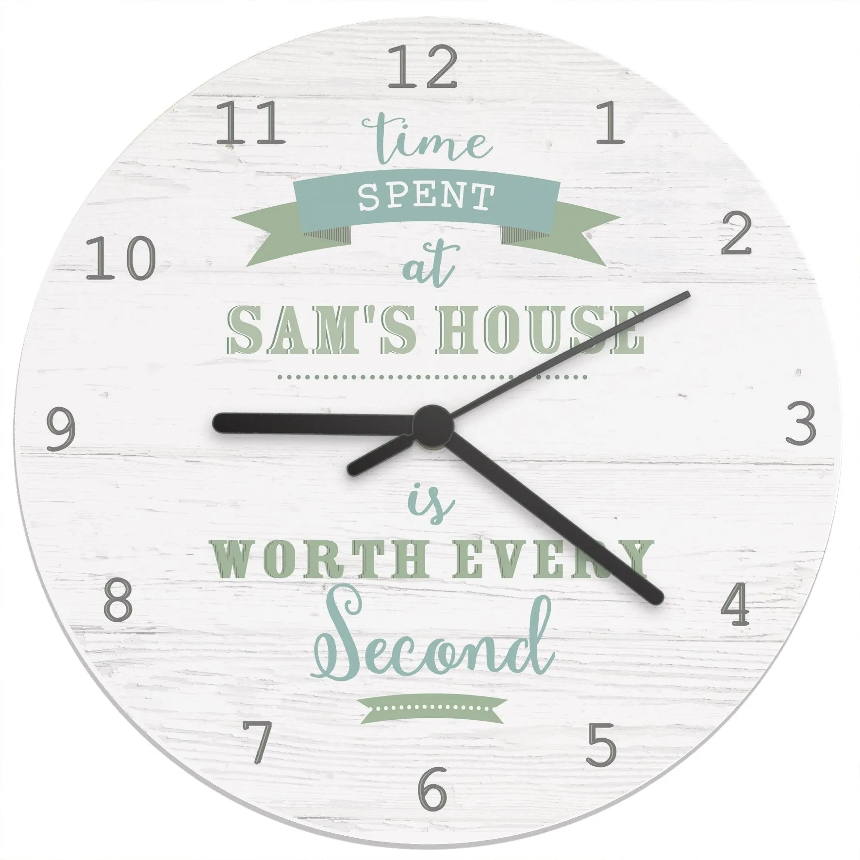 Personalised Time Spent Shabby Chic Large Wooden Clock