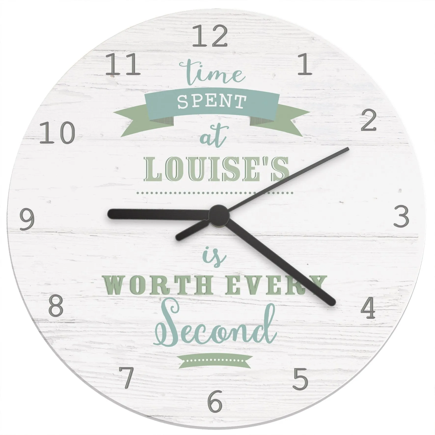 Personalised Time Spent Shabby Chic Large Wooden Clock