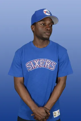 Philadelphia 76ers Sixers Wordmark Hardwood Classics Legendary Slub Tee | Royal T-shirt