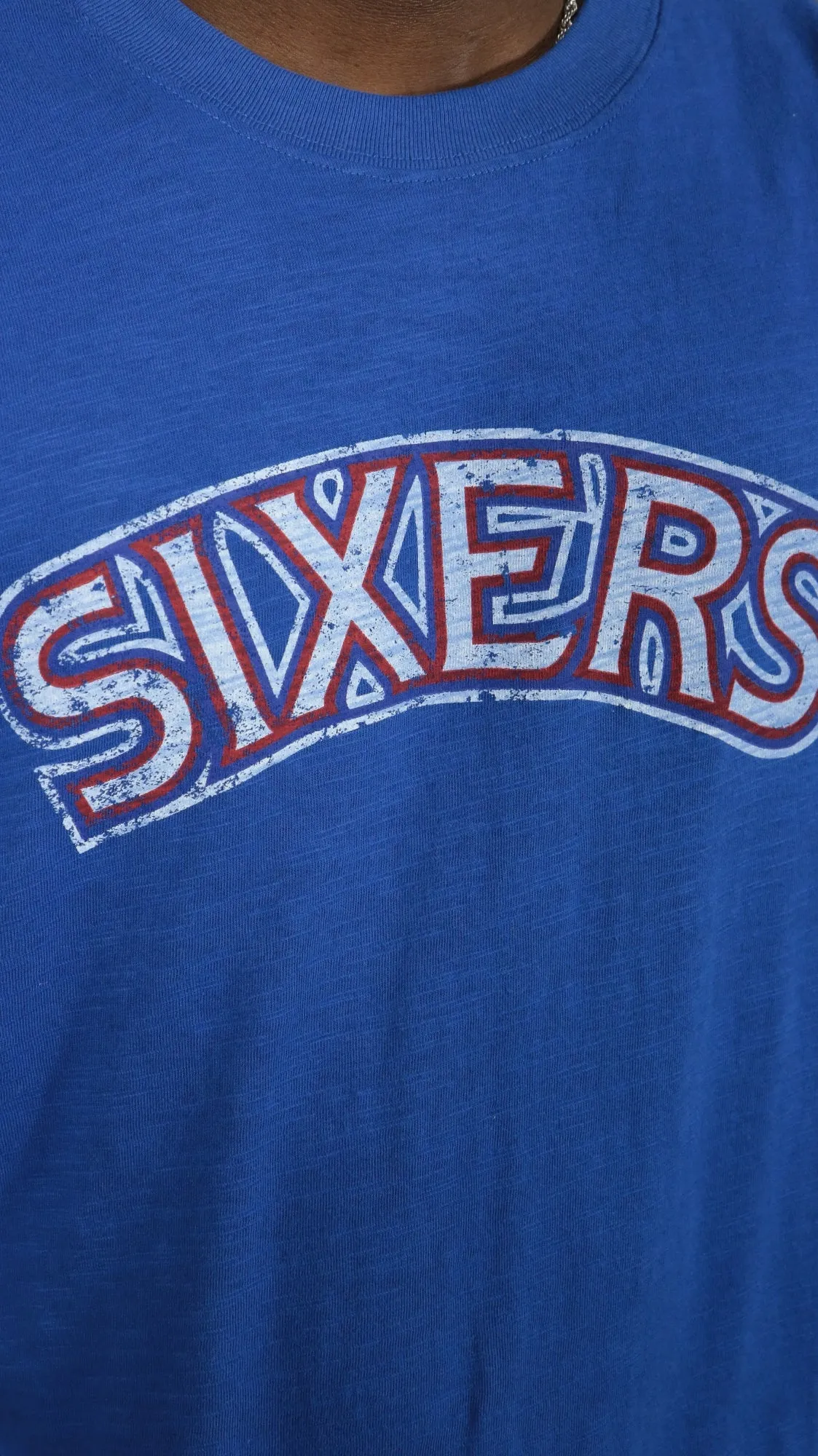 Philadelphia 76ers Sixers Wordmark Hardwood Classics Legendary Slub Tee | Royal T-shirt