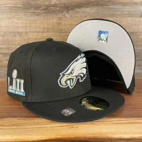 Philadelphia Eagles Patch Up Super Bowl LII Side Patch Gray Bottom 59Fifty Black Fitted Cap