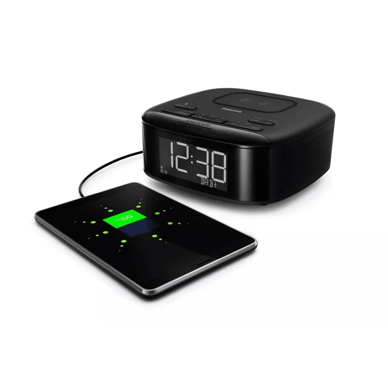 Philips TAR7705 Bluetooth Alarm Clock Radio with Wireless Phone Qi Charger