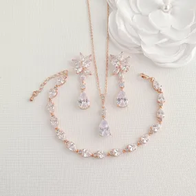 Pink Gold Wedding Jewelry Set-Ivy