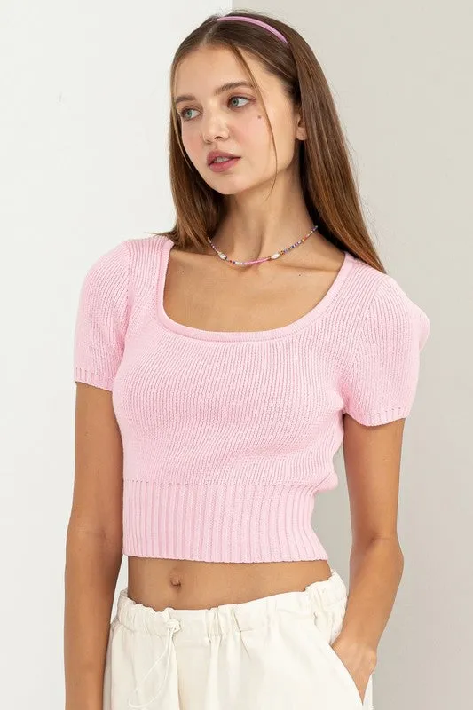 Pink Knit Crop Top