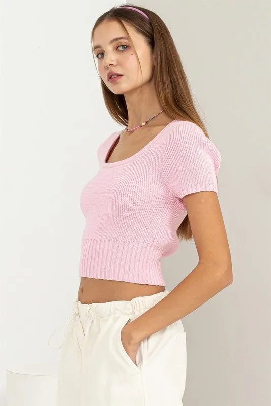 Pink Knit Crop Top