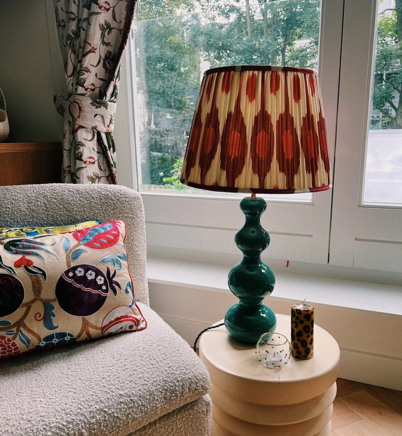 Pooky Turquoise Bubble Wood Table Lamp