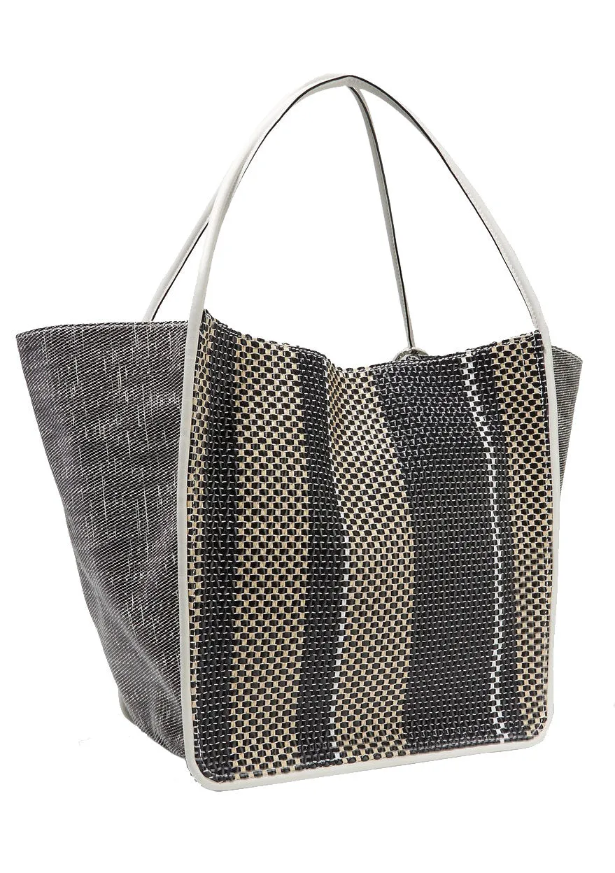 PS Slouch Tote XL Woven, Black/Ecru