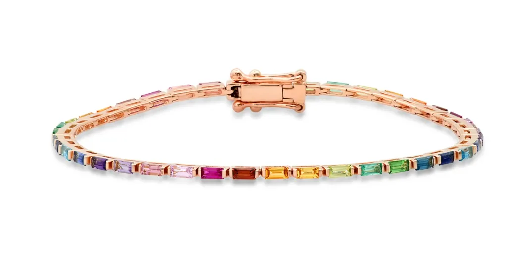 RAINBOW BAGUETTE TENNIS BRACELET