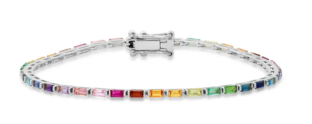 RAINBOW BAGUETTE TENNIS BRACELET