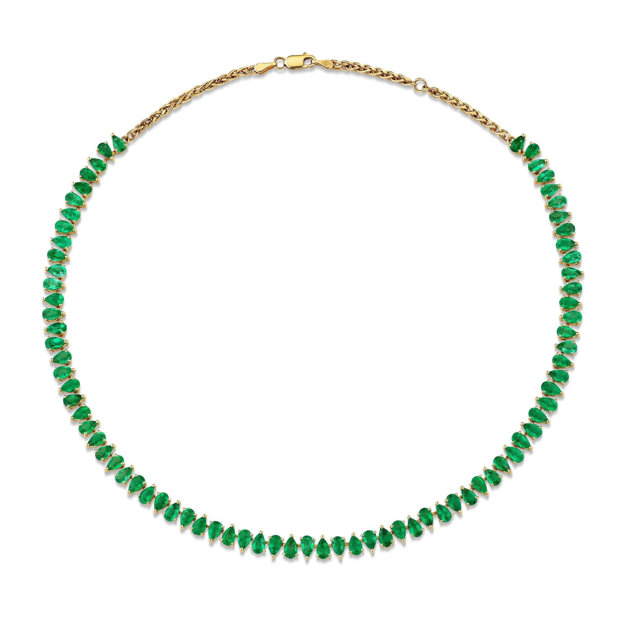 Reverse Water Drop Emerald Tennis Necklace