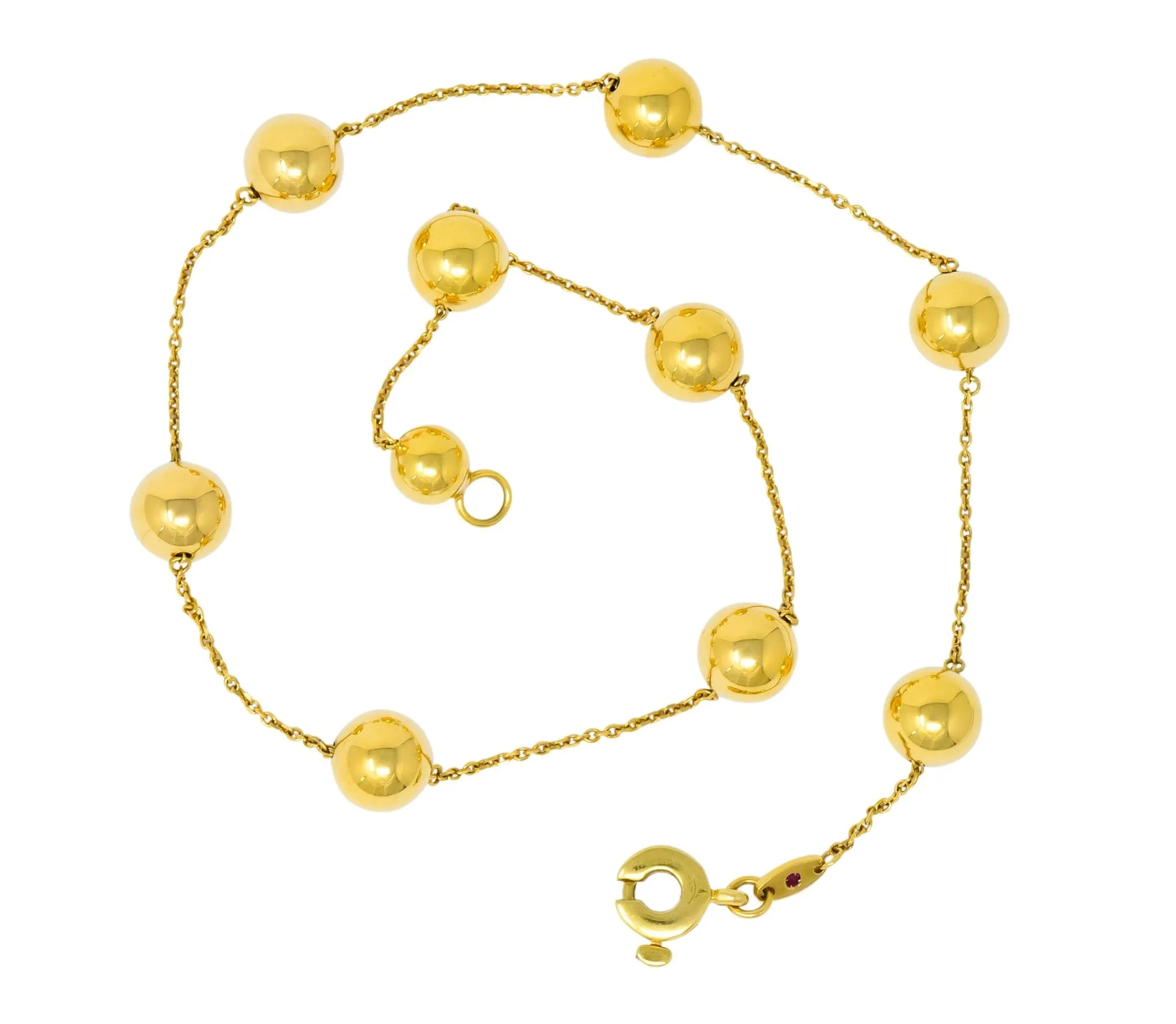 Roberto Coin 18 Karat Gold Pallini Ball Station Necklace Contemporary