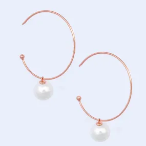 Rose Gold Pearl Hoop Earrings- Knight & Day Jewellery