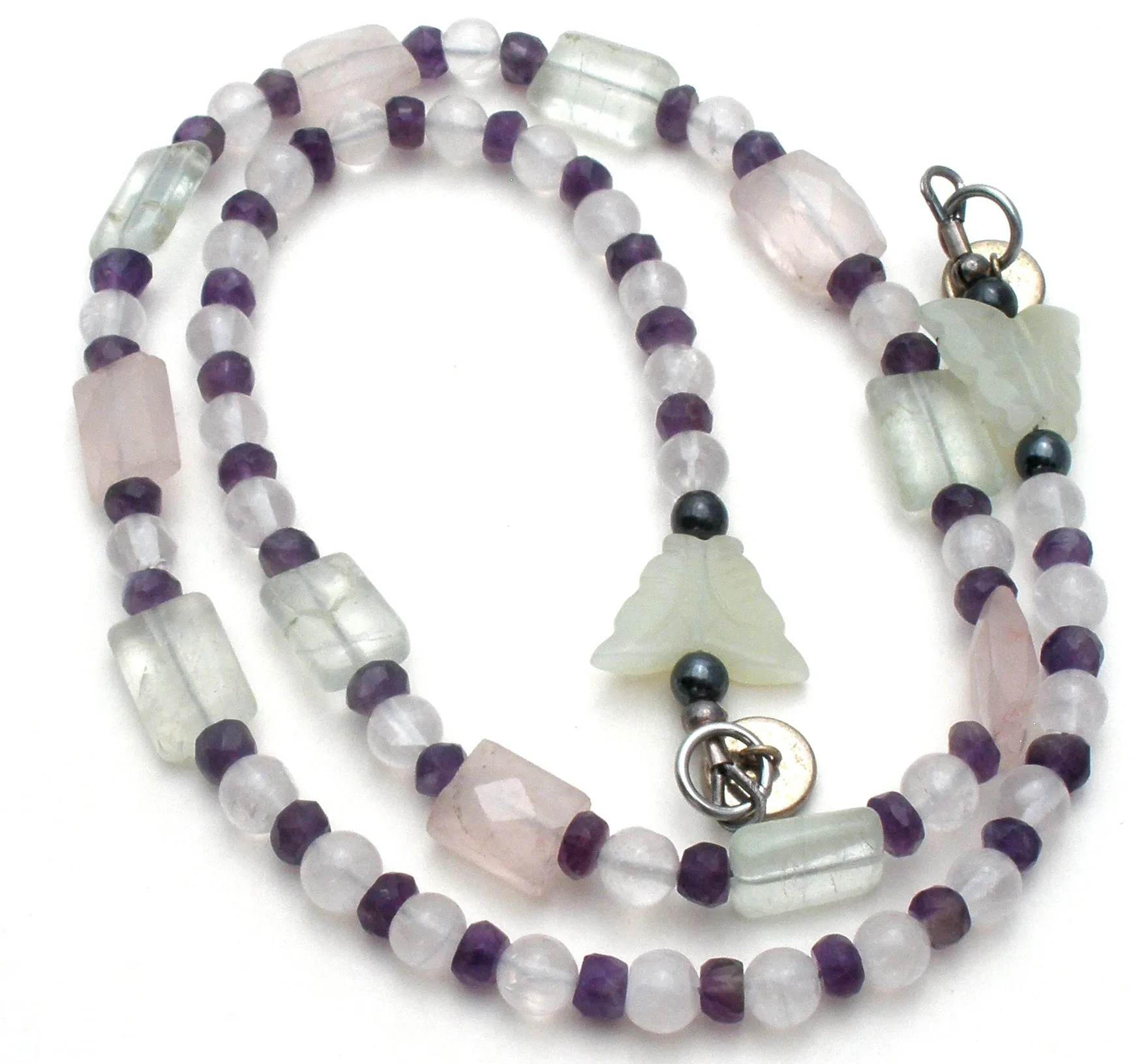 Rose Quartz Amethyst Bead Necklace Vintage