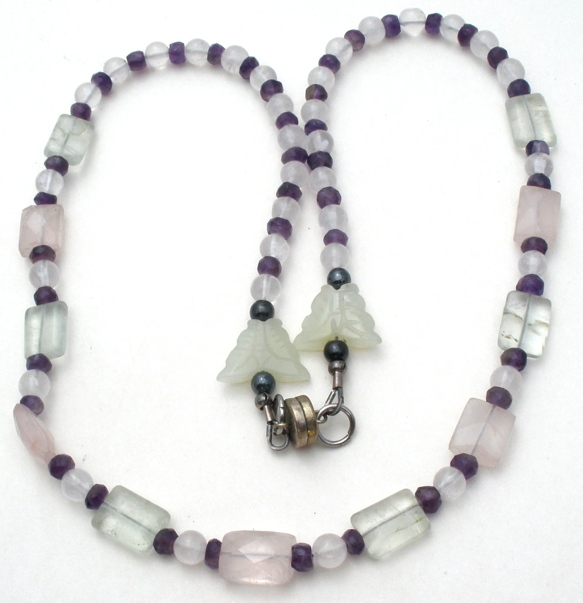 Rose Quartz Amethyst Bead Necklace Vintage