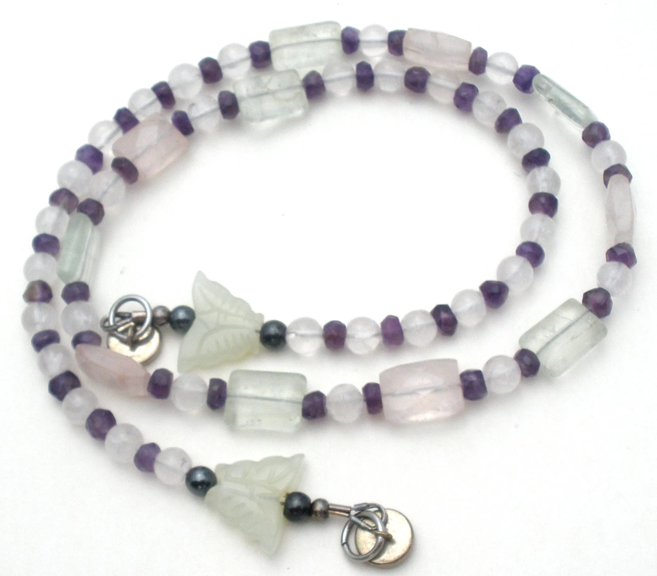 Rose Quartz Amethyst Bead Necklace Vintage