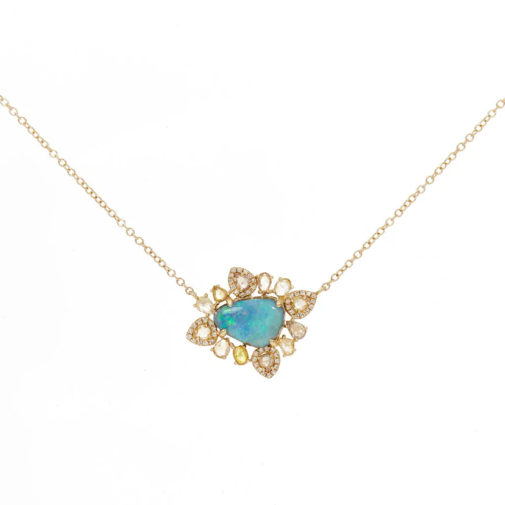 Rosecut Diamond and Opal Necklace