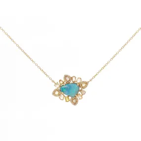 Rosecut Diamond and Opal Necklace